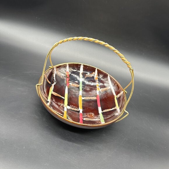Vintage Bowl Metal Caddy Western Germany Mid Century Modern Decorative Serving - Picture 1 of 10